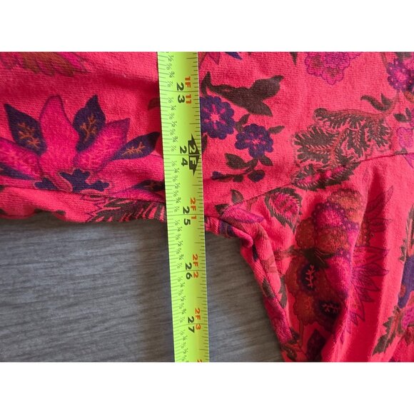 Ease Sport Floral Print 3X Orange Red & Pink Womens Blouse - Picture 7 of 7